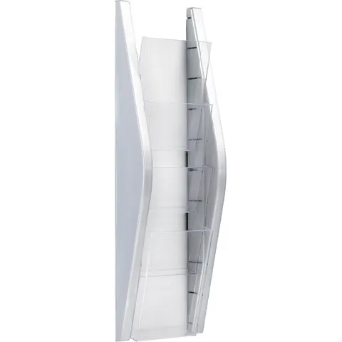 Folderhouder Helit wand 4x 1/3 A4 zilver – afbeelding 1