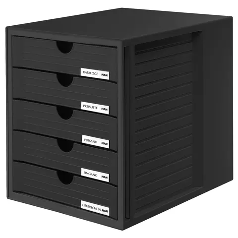 HAN Schubladenbox SYSTEMBOX, 5 Schübe, schwarz – Bild 1