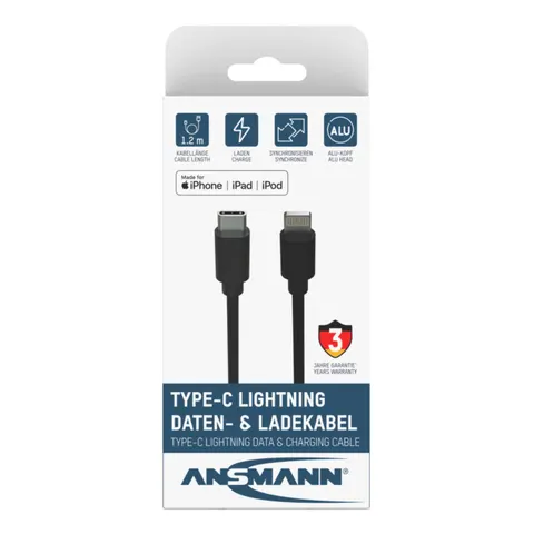 Ansmann USB-C kabel - Lightning 120cm – afbeelding 1