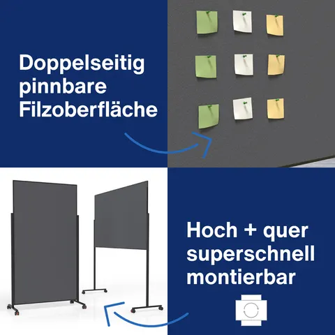 magnetoplan Design-Moderationstafel VarioPin, grau – 1181201 – Bild 1