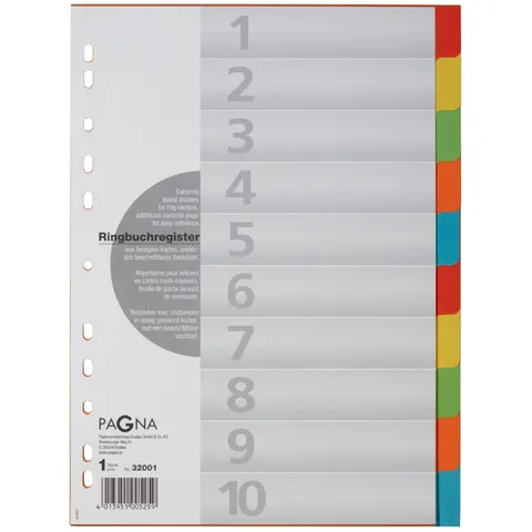 PAGNA Register 10tlg. met Deckblatt 5-farbig – afbeelding 1