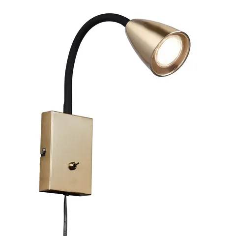 Trio Lighting Wanda wall light with plug, matt brass – image 1