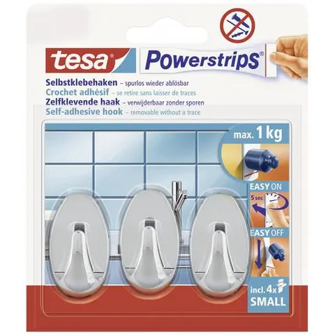 Tesa Powerstrips Haken Small Oval chrom – Bild 1