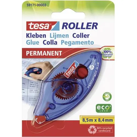 Lijmroller tesa® ecoLogo® permanent wegwerp op blister – afbeelding 1