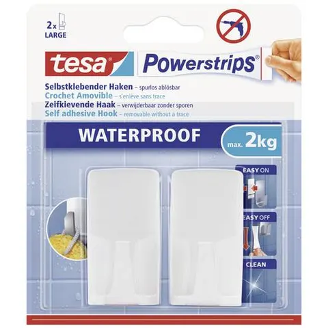 tesa Powerstrips Waterproof Haken Wave weiß – Bild 1