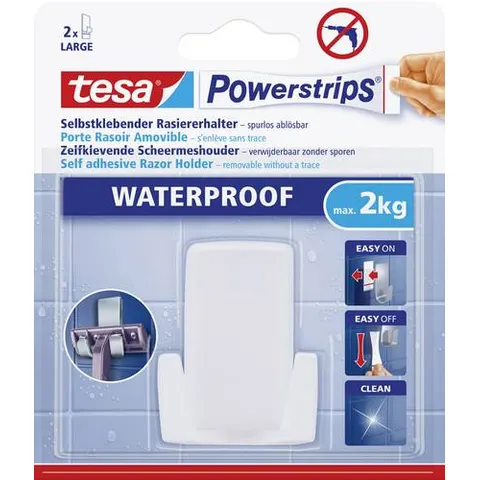 tesa Powerstrips Waterproof Rasiererhalter Wave weiß – Bild 1