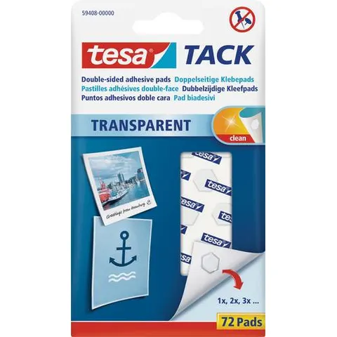 tesa TACK Klebepads, transparent, beidseitig klebend – Bild 1