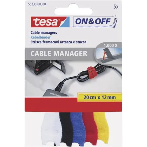 tesa On & Off Klett-Kabelbinder Cable Manager small, farbig – Bild 1