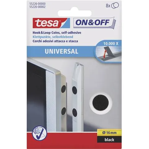 tesa On & Off Klettpunkte, Durchmesser: 16 mm, schwarz – Bild 1