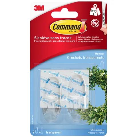 Bevestigingsstrip Command 3M 2 medium ovale haken – afbeelding 1