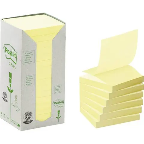 Memoblok 3M Post-it Z-note R330 Recycle Geel – afbeelding 1