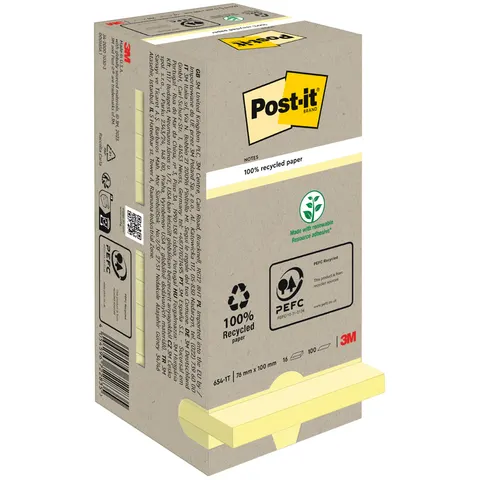 Post-It 654-1T self-adhesive label Yellow 16 pc(s) – 6541T – image 1