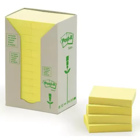Post-it Haftnotizen Recycling notes, 51 x 38 mm, gelb – Bild 1