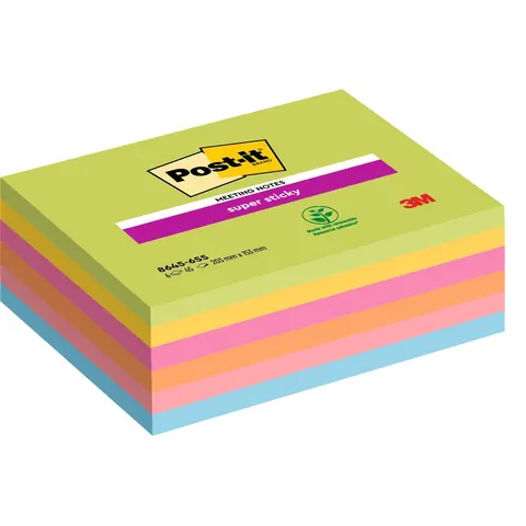 Memoblok post-it 8645 super sticky 203x153mm ass – afbeelding 1
