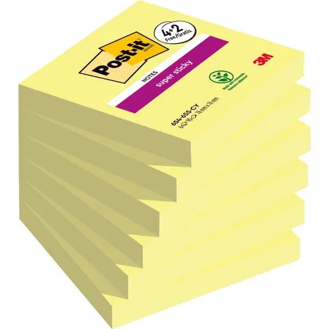 Post-it Haftnotizen super sticky notes, 76 x 76 mm, 4+2 – 7100259321 – Bild 1