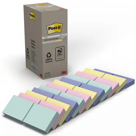 Post-it Haftnotizen Recycling notes, 51 x 38 mm, mehrfarbig – Bild 1