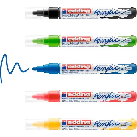 Acrylmarker edding e-5100 medium basis assorti set à 5 stuks – afbeelding 1