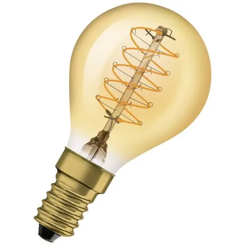 OSRAM 1906 E14 3.4W LED teardrop 822 gold, dimmable – image 1