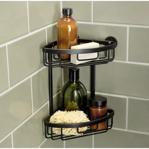 TESA 40507 - tesa Aluxx black corner shower rack, two-level – image 1
