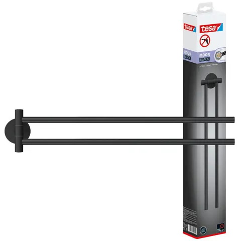 TESA 40562 - tesa Moon black towel rail, 2-armed – image 1