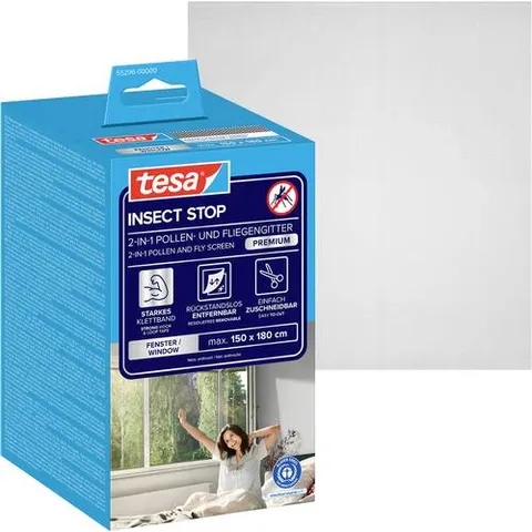 tesa Pollenschutz-Gitter 1.5m x 1.8m anthrazit – Bild 1