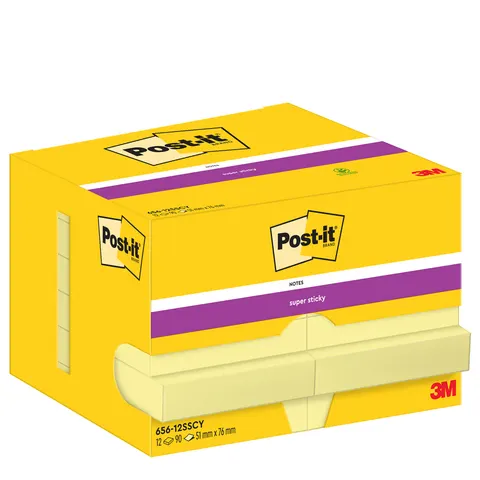 Memoblok post-it 656 super sticky 51x76mm geel – afbeelding 1