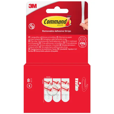 3M Command Navulverpakking Strips, Maat S, wit – afbeelding 1