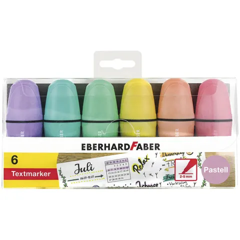 EBERHARD FABER Textmarker Mini Pastell, 6er Etui – Bild 1
