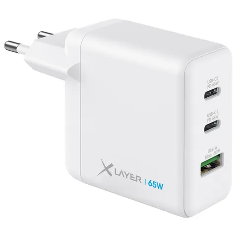 XLAYER 65W USB-A, 2x USB-C Ladegerät, weiß – Bild 1