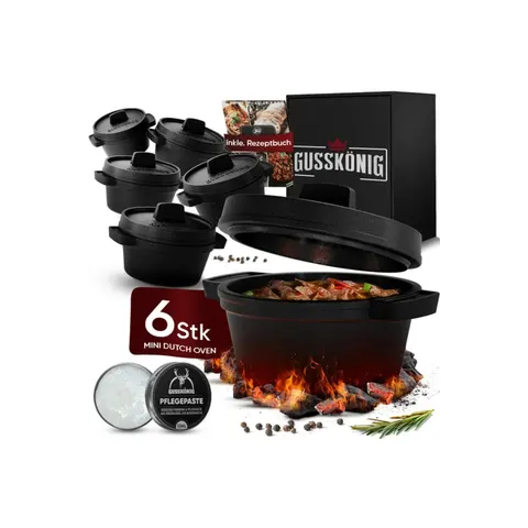 GUSSKÖNIG Eingebrannter Mini Dutch Oven Set 6St. 300ml – Bild 1