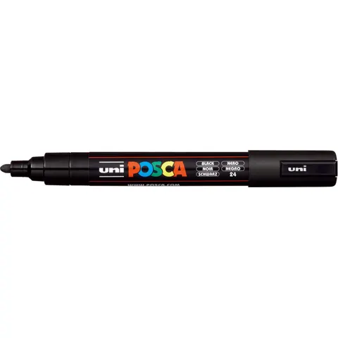 Paintmarker Uni POSCA PC5M medium zwart – afbeelding 1
