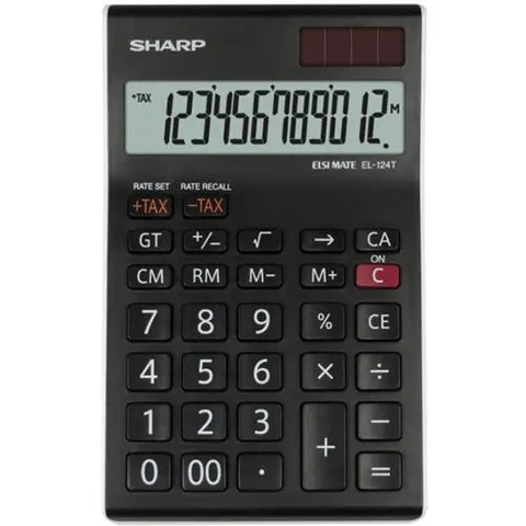 Sharp rekenmachine - zwart/wit - 12 digit - 1x LR44 batterij – afbeelding 1