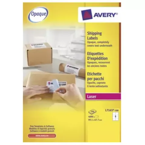 Avery L7165-500 self-adhesive label White 4000 pc(s) – image 1