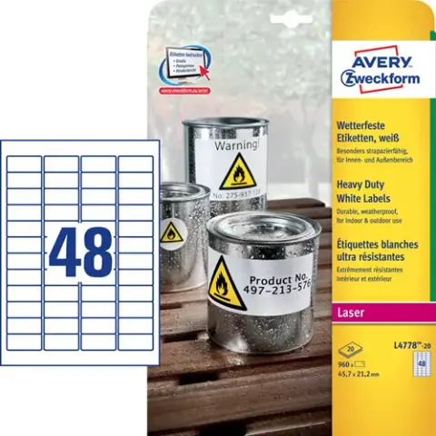 Avery White Heavy Duty Laser Labels – L477820 – image 1