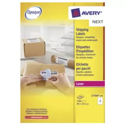Avery L7166-250 self-adhesive label White 1500 pc(s) – image 1