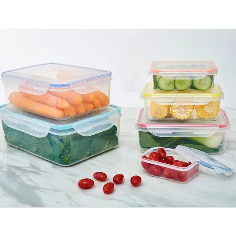 6 Piece Rectangular Food Containers with Airtight Lids | Herrela – image 1