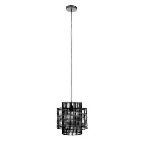 Black Rattan Overlapping Pendant Light | Jaya – image 1