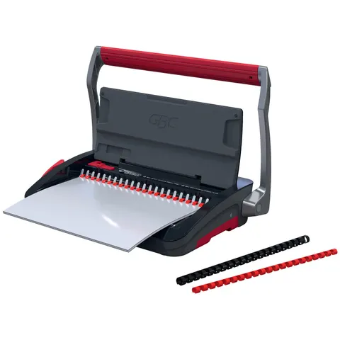GBC Plastikbindegerät CombBind CB15, schwarz/rot/silber – Bild 1