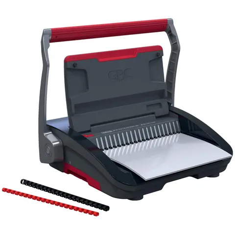 GBC Plastikbindegerät CombBind CB25, schwarz/rot/silber – Bild 1