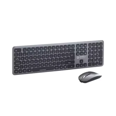 connektgear KB238 Wireless Multimedia UK Layout Keyboard & 5 Button Optical Mouse - Silver With Black Keys – image 1