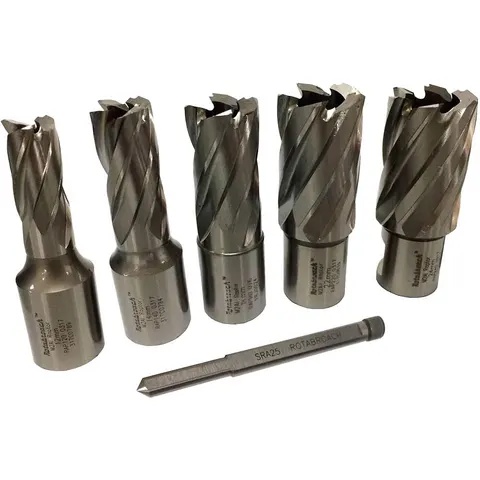 Rotabroach 5 Piece Raptor Mag Drill Hole Cutter Set and Pilot – image 1