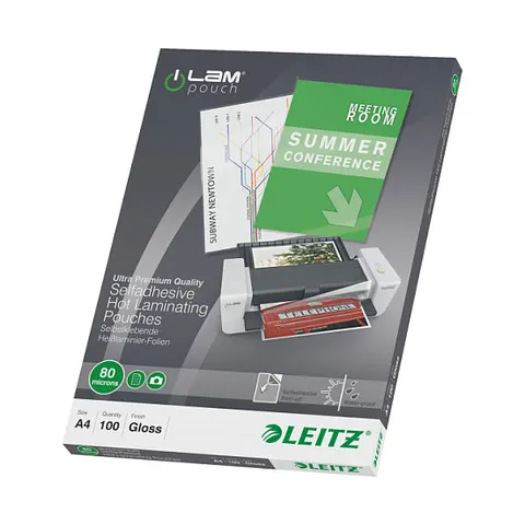 LEITZ Laminierfolientasche, DIN A4, selbstklebend, 160 mic – Bild 1