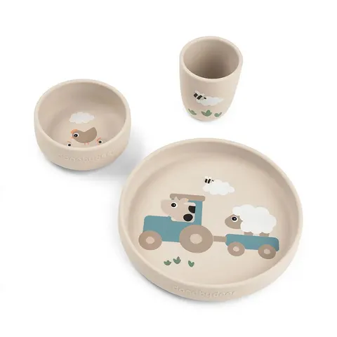 Done By Deer Tiny Farm Stick&Stay Dinerset - Sand – afbeelding 1