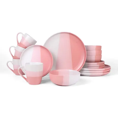 ROYALFORD 16 Piece Stoneware Dinnerware Set, Rose – image 1