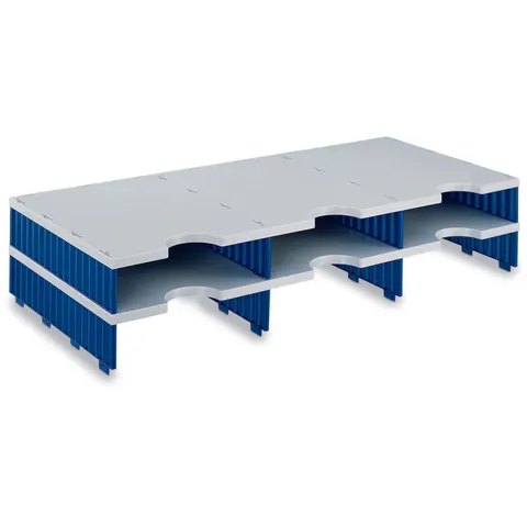 styro Sortierstation DIN C4 6-Fach grau/blau – Bild 1