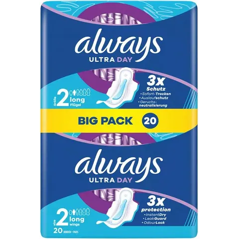 always Damenbinde Ultra Day, Long, mit Flügeln, BigPack – Bild 1