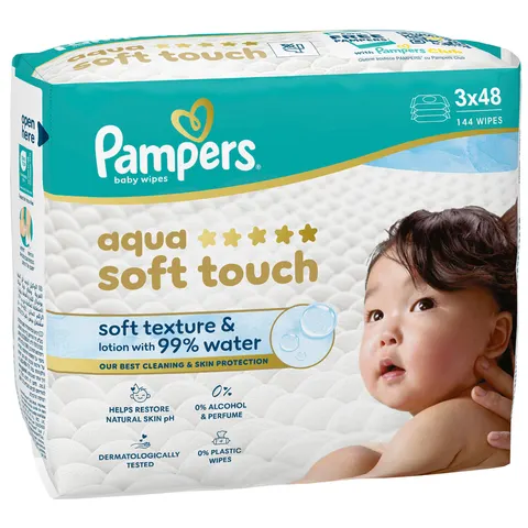 Pampers Feuchttücher aqua soft touch, 3er Pack – Bild 1