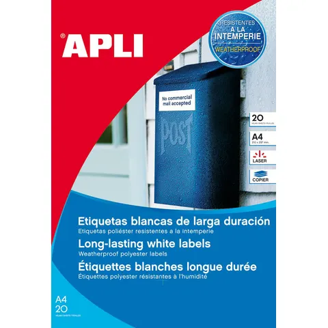Printerlabels Apli Wit 20 Lakens 99,10 X 42,3 Mm – afbeelding 1