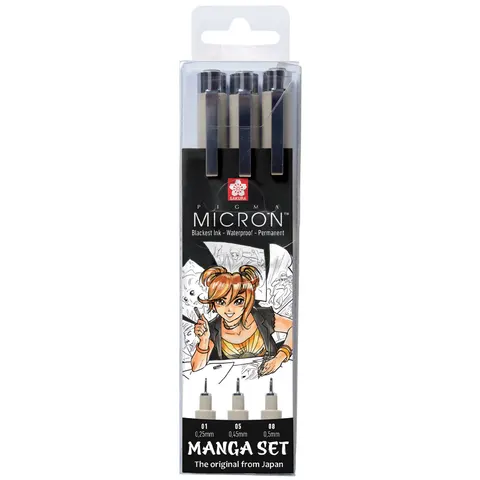 Sakura Manga 3 zwarte fineliners – afbeelding 1