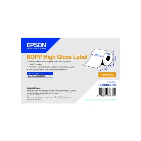 Epson BOPP High Gloss Label - Continuous Roll: 203mm x 68m – image 1